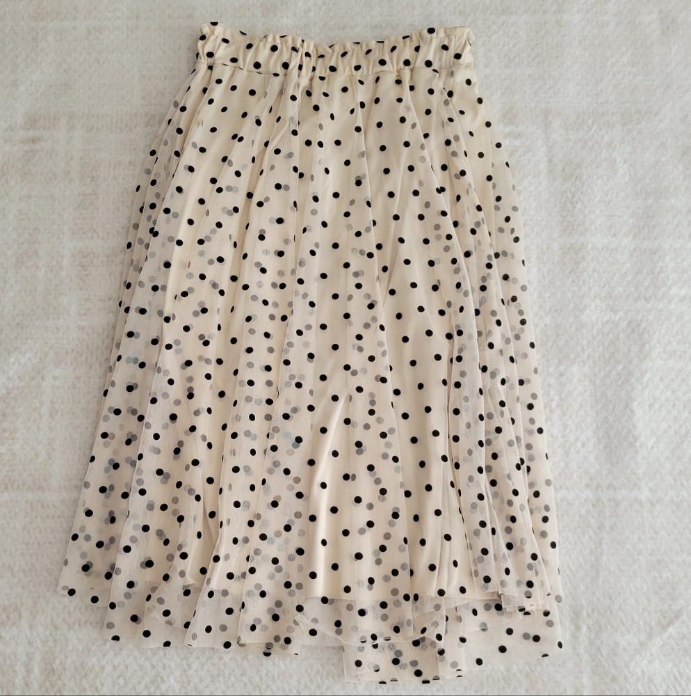 Stradivarius Cream Maxi Skirt With Black Polka Dots